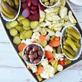 olives and pickles for charcuterie board