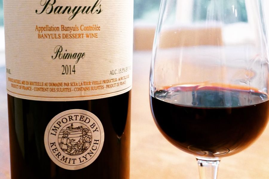 Banyuls sweet red wine bottle
