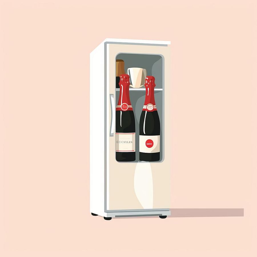A bottle of sweet champagne chilling in a refrigerator