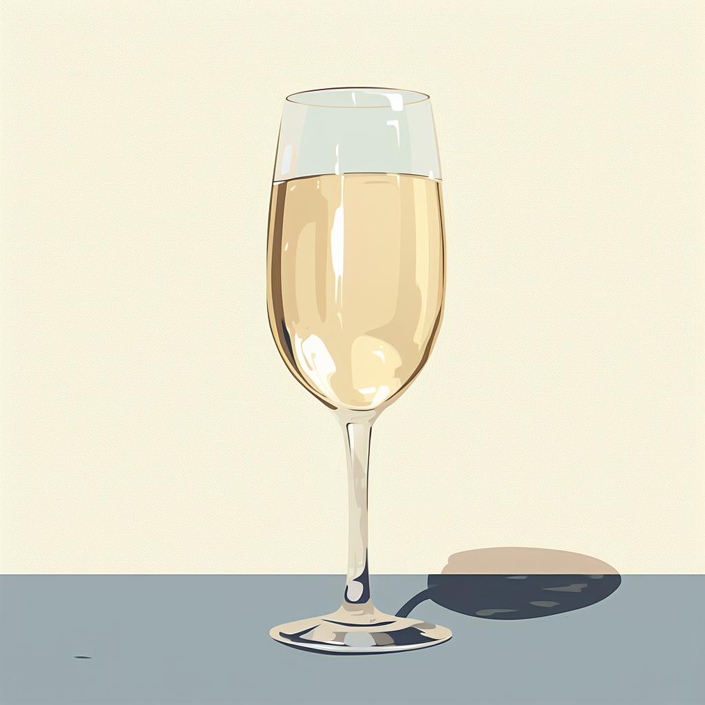 A clean, sparkling champagne flute on a table