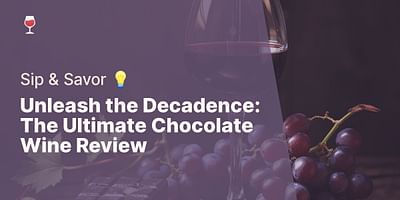 Unleash the Decadence: The Ultimate Chocolate Wine Review - Sip & Savor 💡
