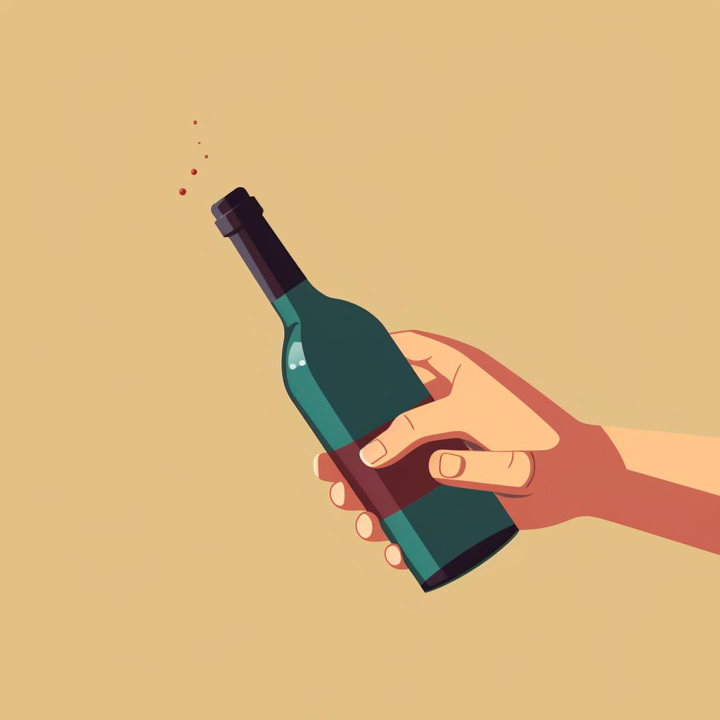 A hand re-corking a wine bottle