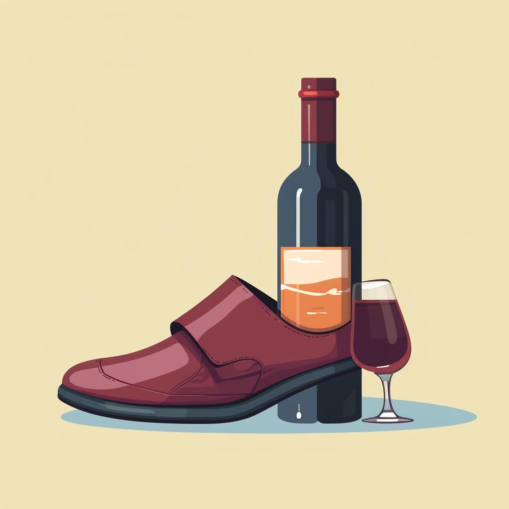 Wine bottle placed in a shoe